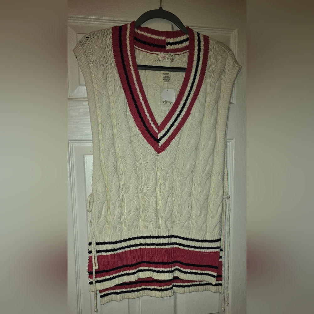 NWT Free People Coastal Prep Poncho Vest Cable Knit